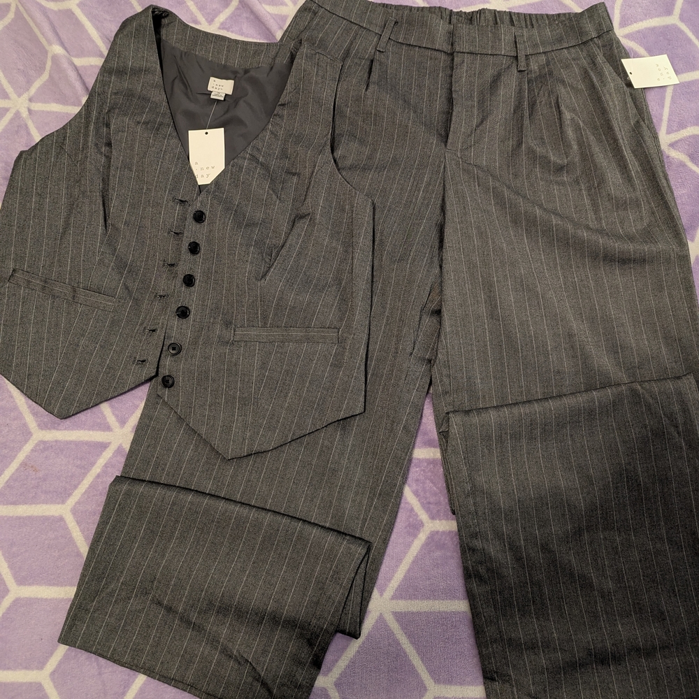 a new day Gray Pantsuit with Pinstripes